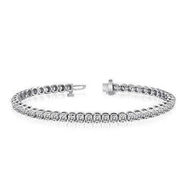 Bracciale Tennis Donna Con Vero Diamanti Taglio Rotondo Piccolo 5 Carati Oro Bianco 14K