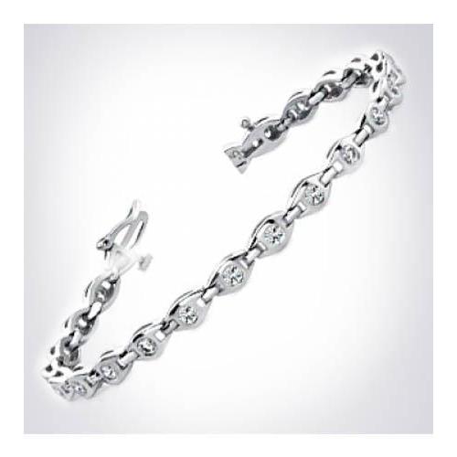 Bracciale Tennis Genuino Diamante Gioiello Oro Bianco 3,30 Carati