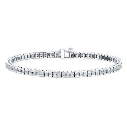 Bracciale Tennis In 7.50 Carati Con Genuino Diamanti Princess In Oro Bianco 14K