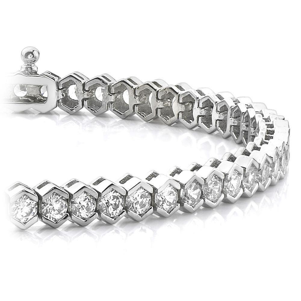 Bracciale Tennis In Oro Bianco 14K Con Genuino Diamanti Tondi Da 8,40 Ct