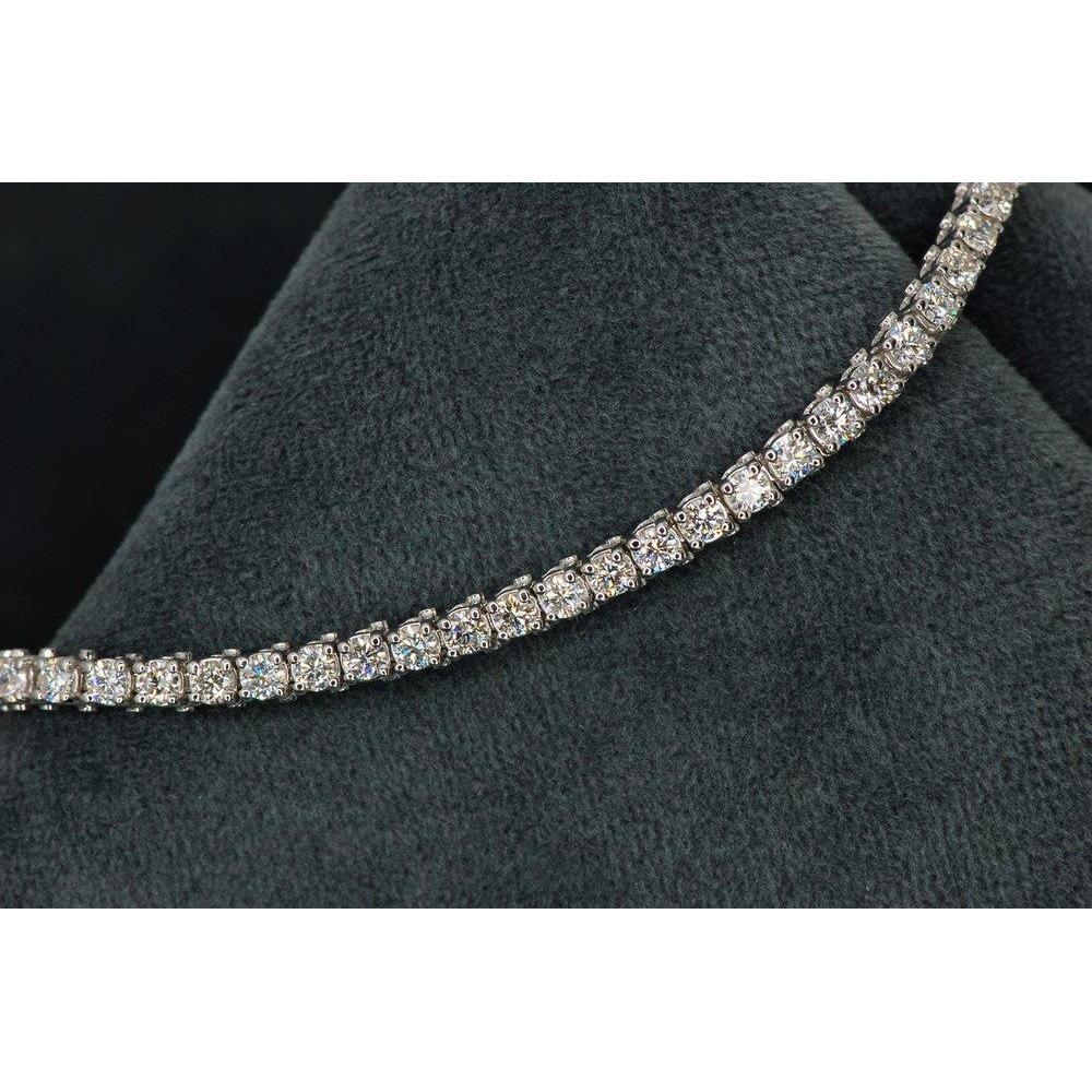 Bracciale Tennis In Oro Bianco 14K Con Vero Diamanti A Taglio Rotondo Da 16,72 Ct