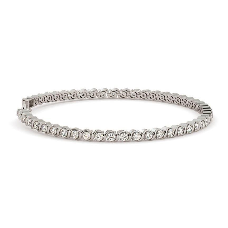 Bracciale Tennis In Oro Bianco 14K Con Vero Diamanti Taglio Brillante 5 Carati