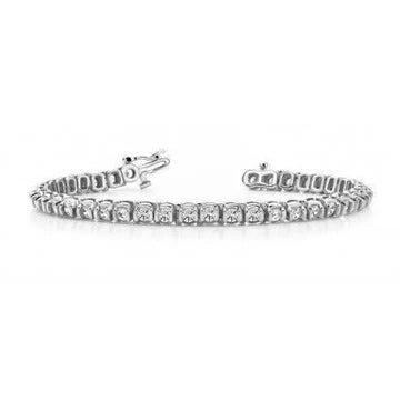 Bracciale Tennis In Oro Bianco 14K Con Vero Diamanti Taglio Rotondo 3.80 Carati