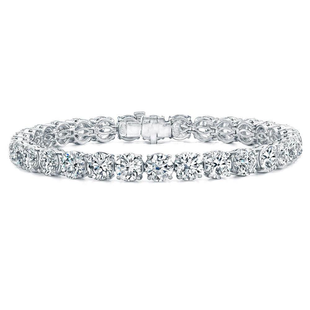 Bracciale Tennis In Oro Bianco 14K Con Vero Diamanti Tondi Da 13,65 Ct