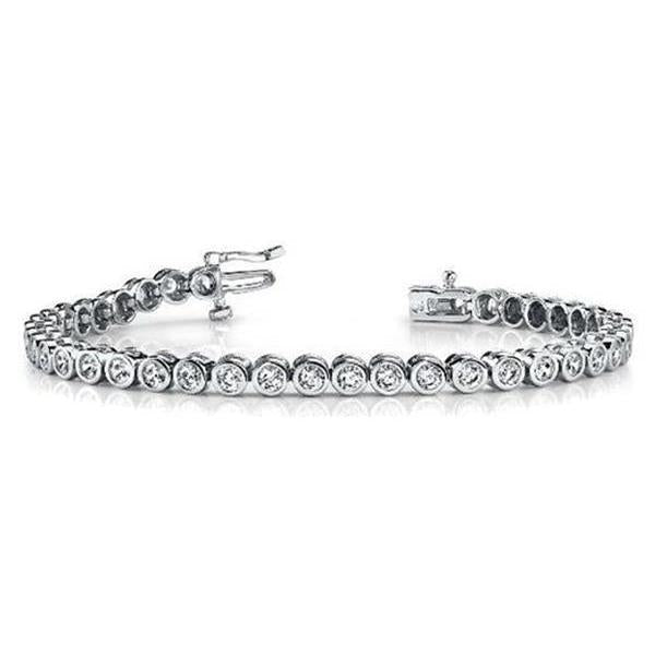 Bracciale Tennis In Oro Bianco Con Genuino Diamante Taglio Brillante Rotondo 4.80 Carati