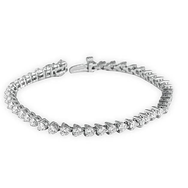 Bracciale Tennis In Oro Bianco Con Genuino Diamanti Taglio Rotondo 5.40 Carati