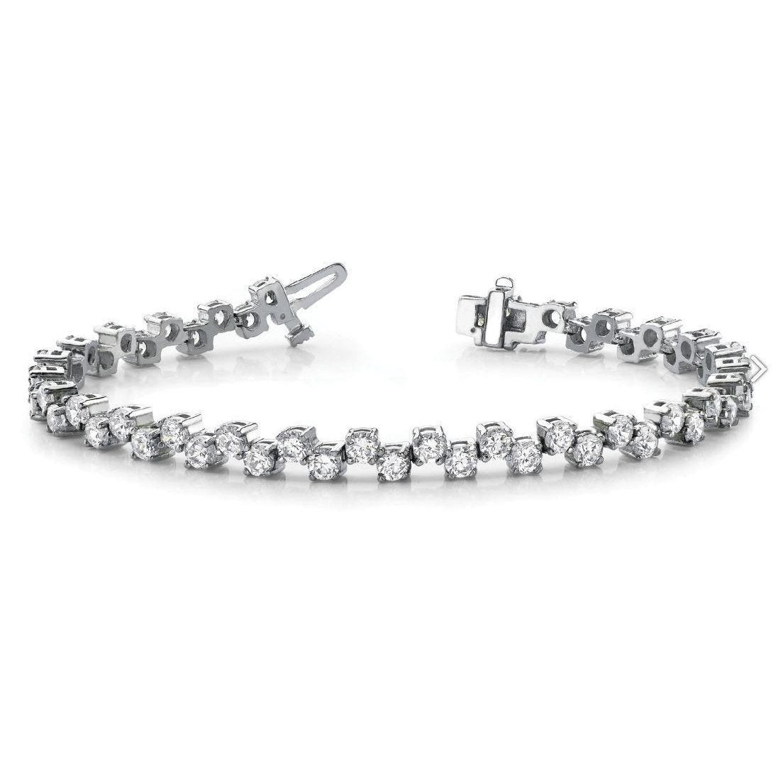Bracciale Tennis In Oro Bianco Con Vero Diamante Taglio Brillante Rotondo 5.40 Carati