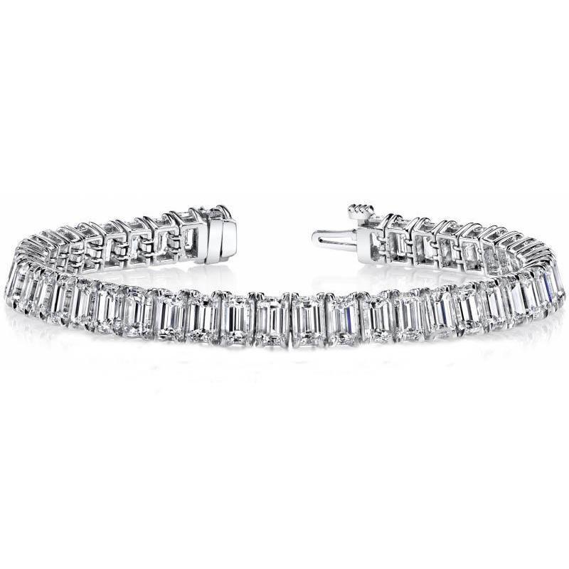 Bracciale Tennis In Oro Bianco Con Vero Diamanti E Smeraldo Gioielli 30.40 Ct