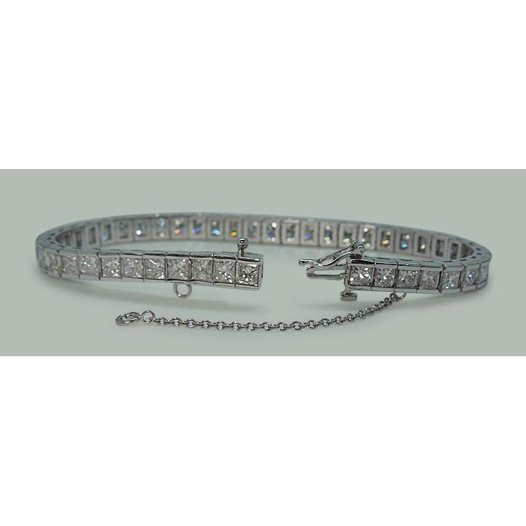 Bracciale Tennis In Oro Bianco Massiccio 14K Con Vero Diamanti Princess Da 11,50 Carati