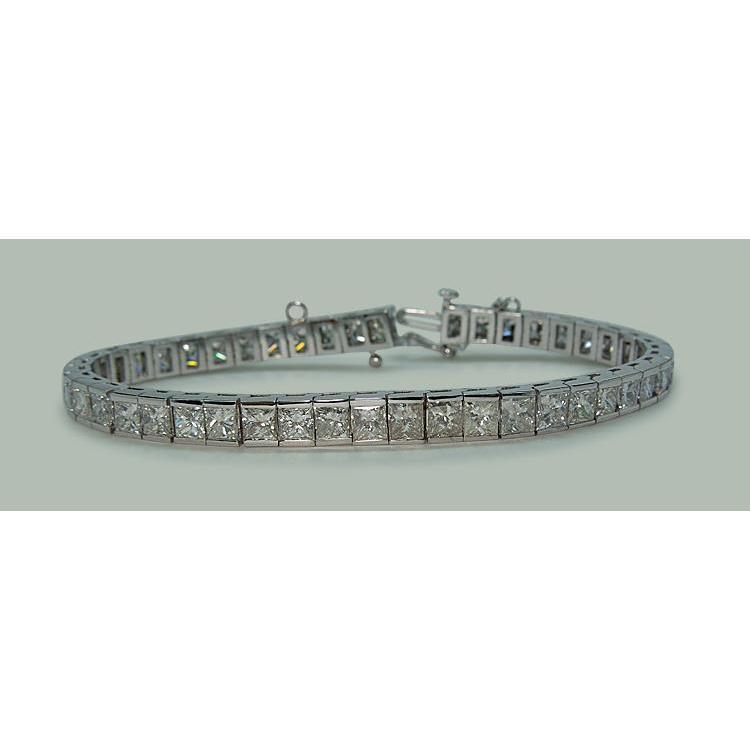 Bracciale Tennis In Oro Bianco Massiccio 14K Con Vero Diamanti Princess Da 11,50 Carati