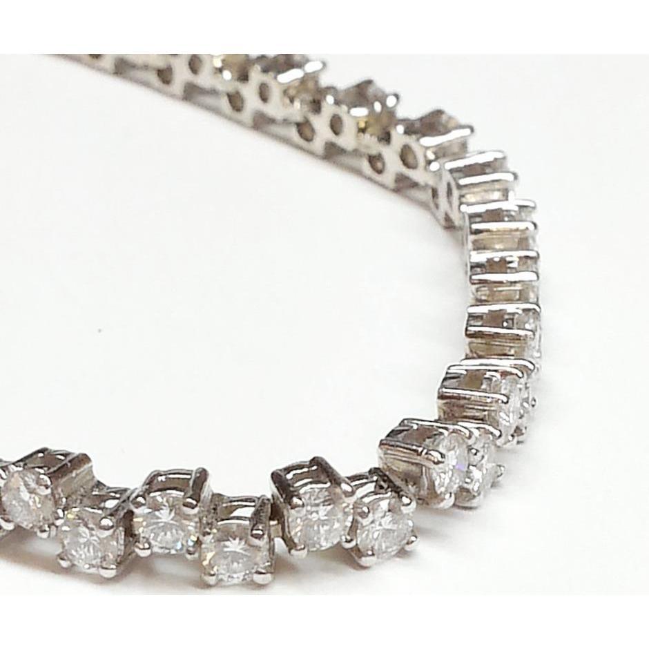 Bracciale Tennis In Oro Bianco Massiccio 14K Con Vero Diamanti Rotondi Incastonati Da 19 Ct