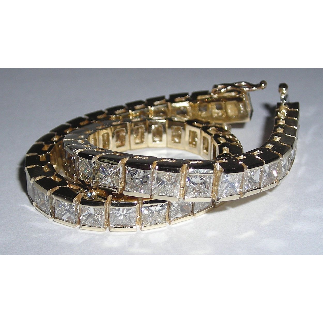 Bracciale Tennis In Oro Giallo 14K Con Genuino Diamanti Princess Da 12,50 Carati