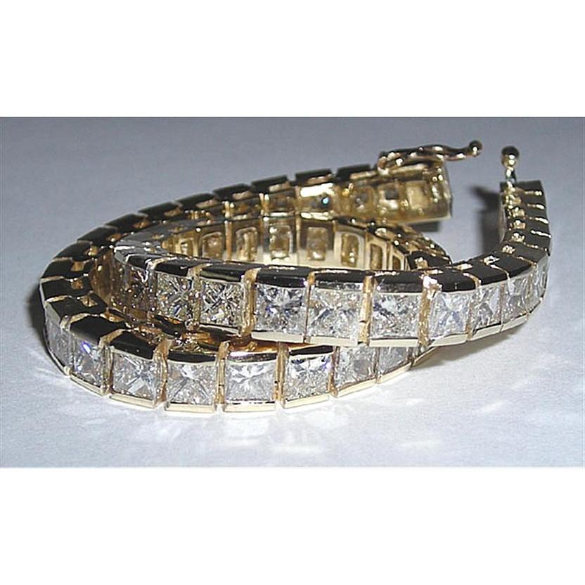 Bracciale Tennis In Oro Giallo 14K Con Genuino Diamanti Princess Da 12,50 Carati
