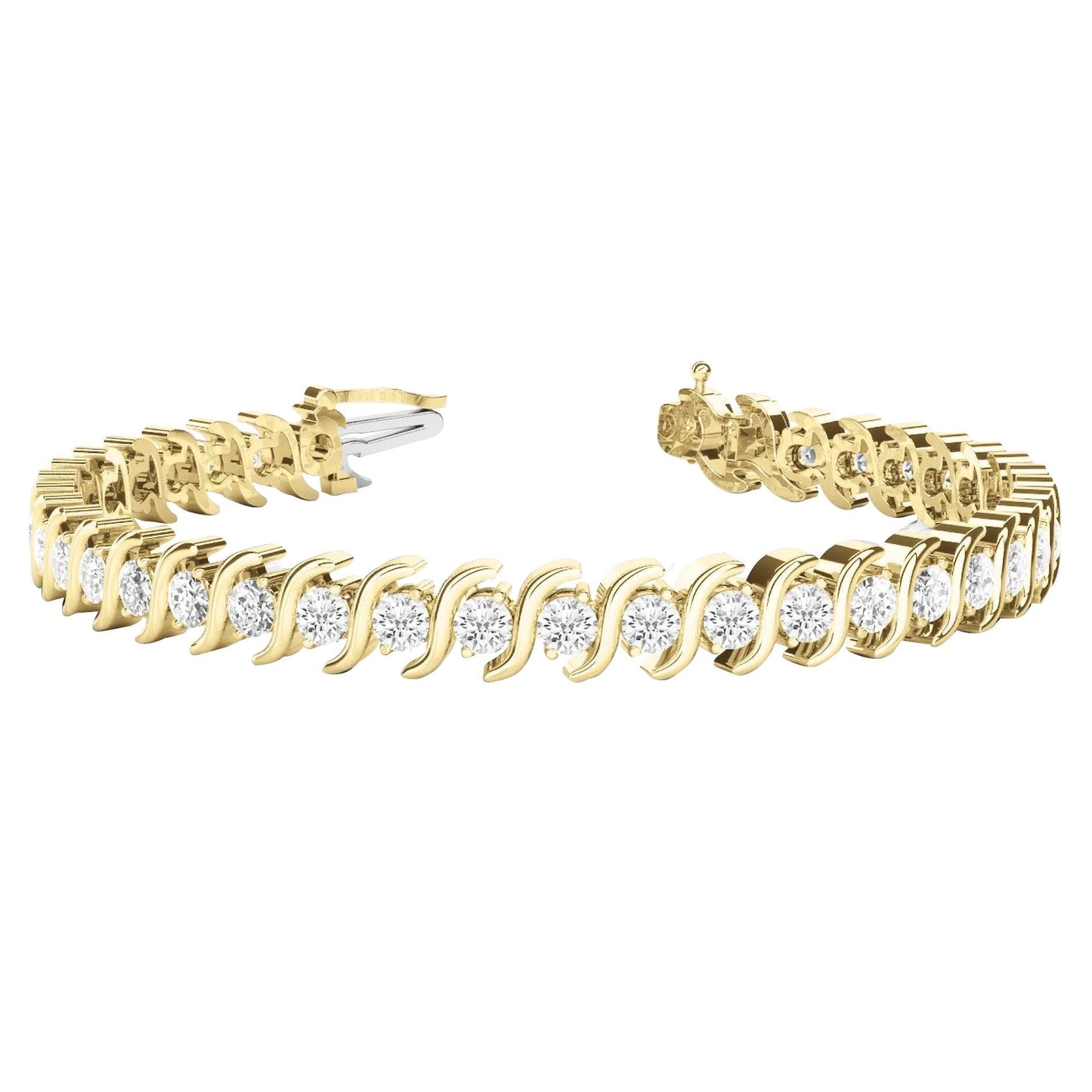 Bracciale Tennis In Oro Giallo 14K Con Vero Diamanti Da 9.50 Carati