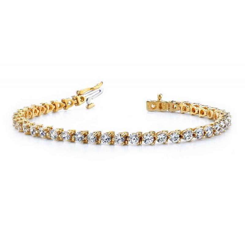 Bracciale Tennis In Oro Giallo Stile Base Con Vero Diamanti Da 8.20 Carati