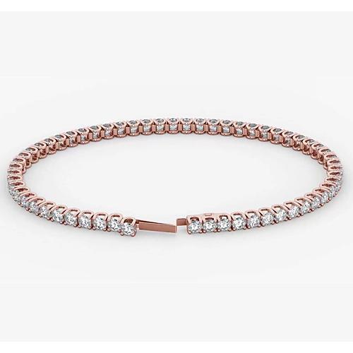 Bracciale Tennis Naturale Diamante 5.90 Carati Gioielli In Oro Rosa 14K