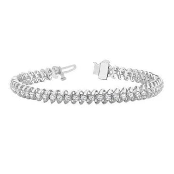 Bracciale Tennis Oro Bianco 14K 7 Carati Sparkling Round Vero Diamanti
