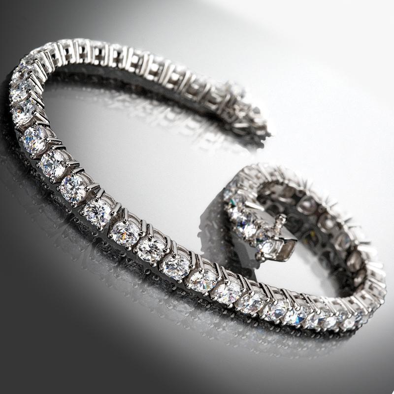 Bracciale Tennis Scintillante Con Genuino Diamanti Rotondi 10 Carati In Oro Bianco 14K