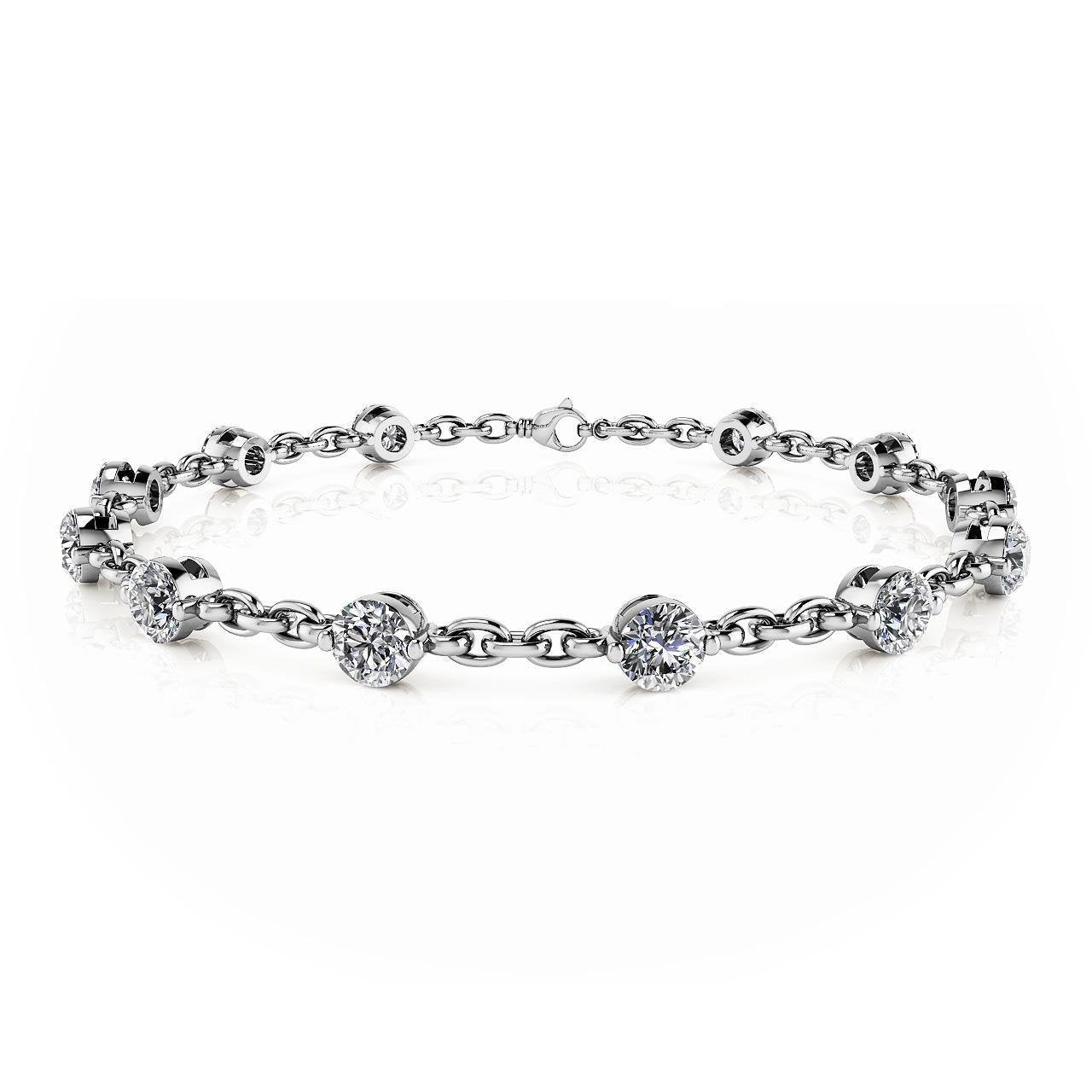 Bracciale Tennis Scintillante Con Naturale Diamanti Rotondi 9 Carati In Oro Bianco 14K