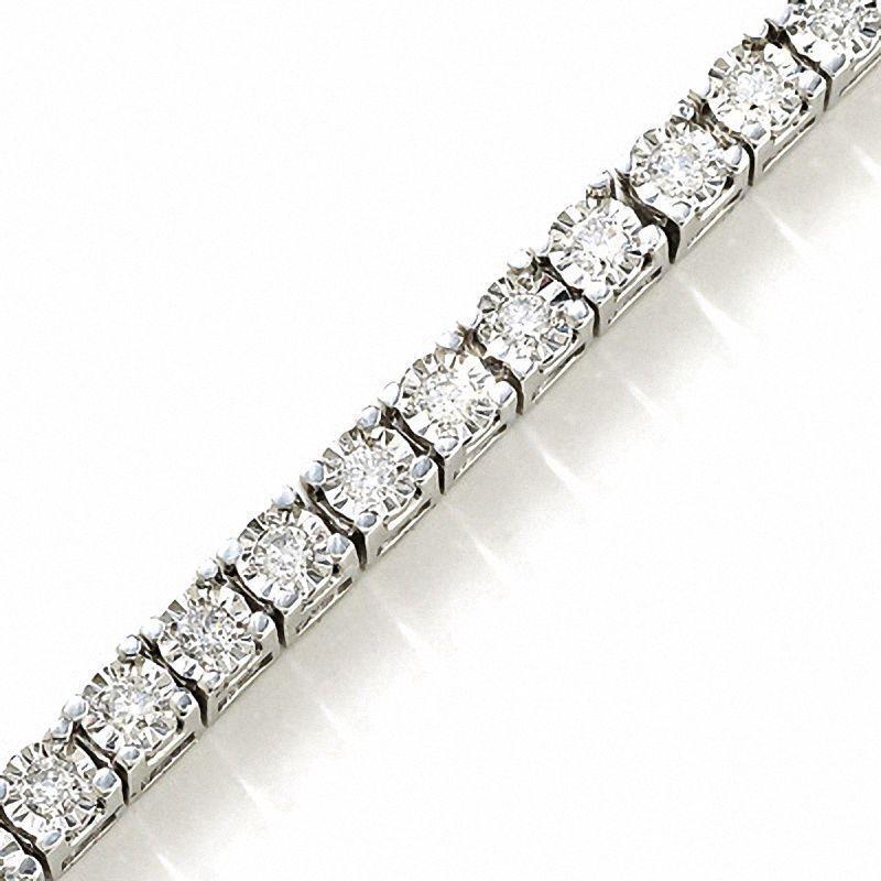Bracciale Tennis Scintillante Con Vero Diamanti A Taglio Rotondo In Oro Bianco 14K 6 Carati