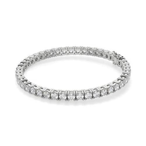 Bracciale Tennis Taglio Tondo 8,10 Carati Naturale Diamanti Sparkling Oro Bianco