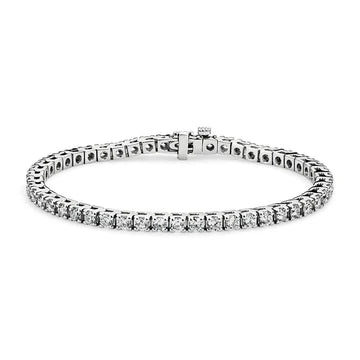 Bracciale Tennis Tondo Vero Diamante Oro Bianco 14K 7.20 Carati