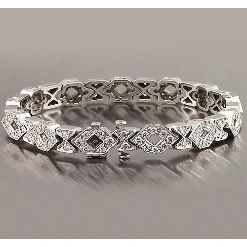 Bracciale Tennis Vero Diamante 9 Carati F Vs1 Oro Bianco 14K Gioielli