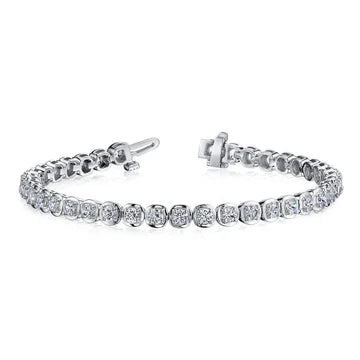 Bracciale Tennis con Gancio in Oro Bianco 14K e Vero Diamanti Taglio Rotondo Da 10 Carati