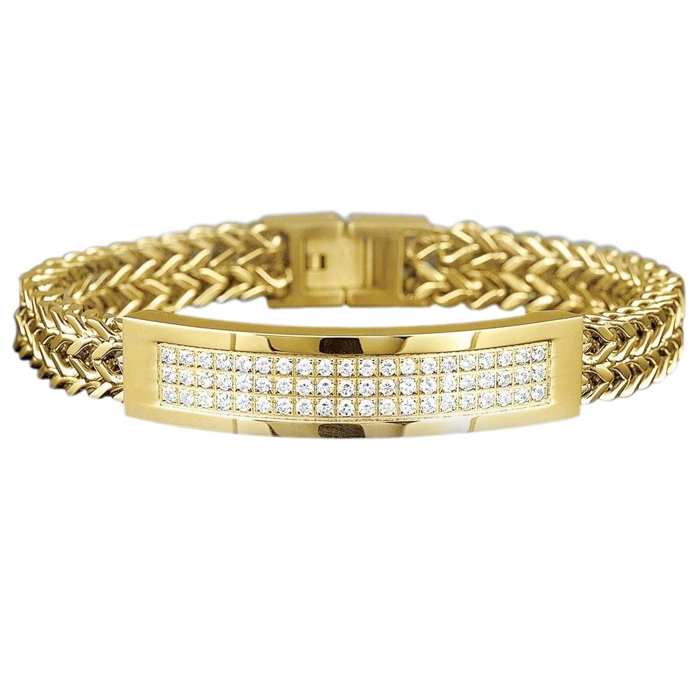 Bracciale Uomo Oro Giallo Taglio Tondo 3 Carati Vero Diamanti 14K