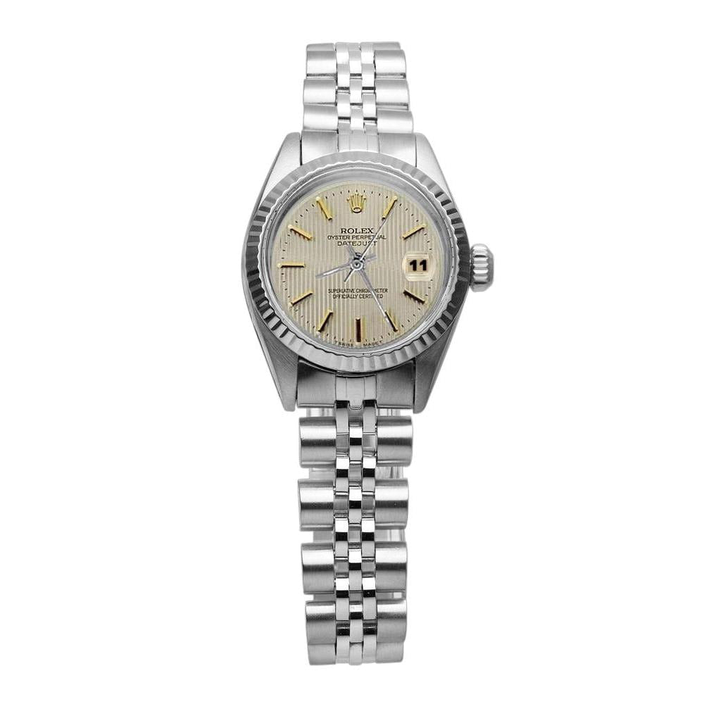 Bracciale giubileo in acciaio inossidabile Orologio da donna Rolex Datejust Lunetta scanalata