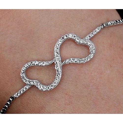 Braccialetto Di Genuino Diamanti Cuore 4 Carati Gioielli Da Donna 14K