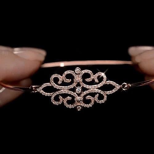Braccialetto Di Naturale Diamanti In Oro Rosa 5 Carati Gioielli Da Donna Novità