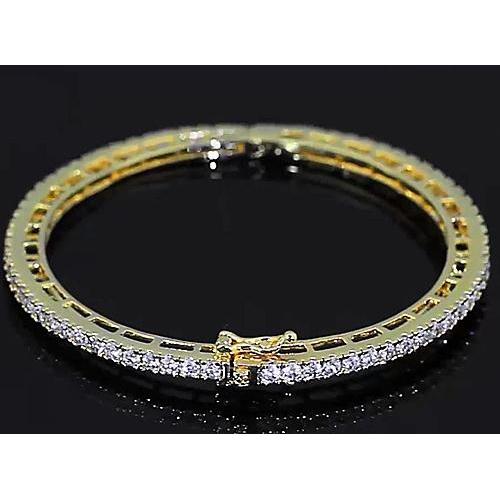 Braccialetto Da Donna Con Naturale Diamanti. 4 Carati. Oro Giallo. 14K. Gioielli Novità