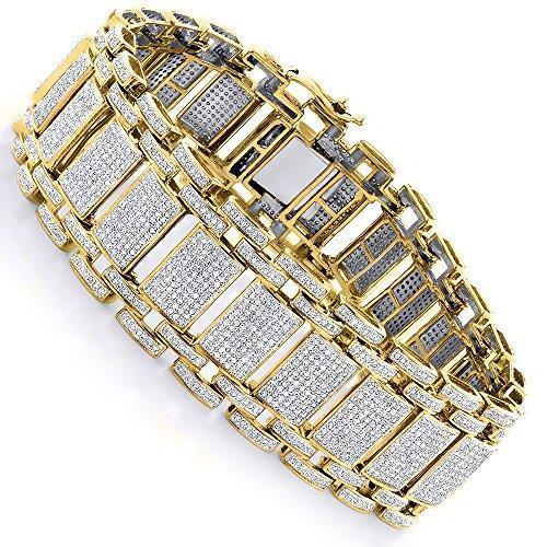 Braccialetto Da Uomo Rotondo Oro Giallo 14K Oro 25 Carati Monili Naturale Diamanti