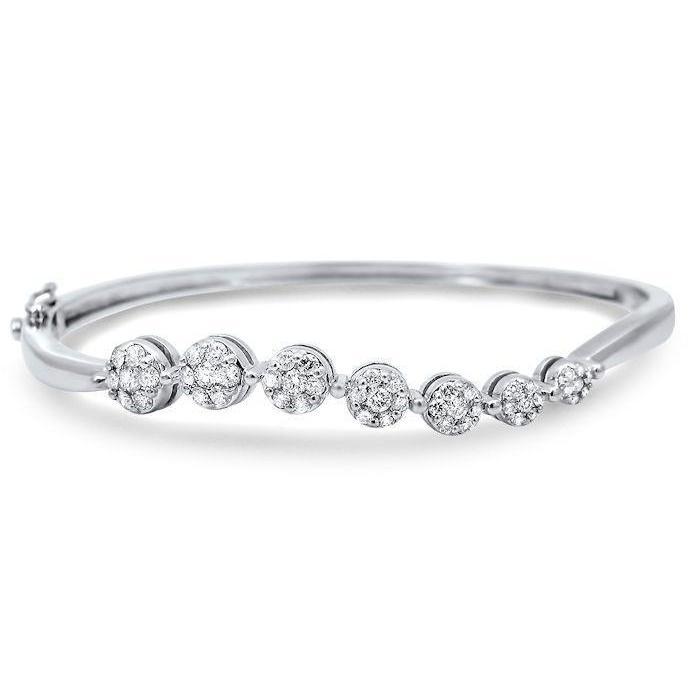 Braccialetto Rotondo Con Vero Diamanti Da Donna, Gioielleria Raffinata In Oro 2 Carati