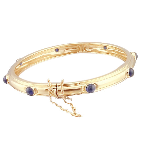Braccialetto Cabochon Con Zaffiro Blu Oro Giallo 14K