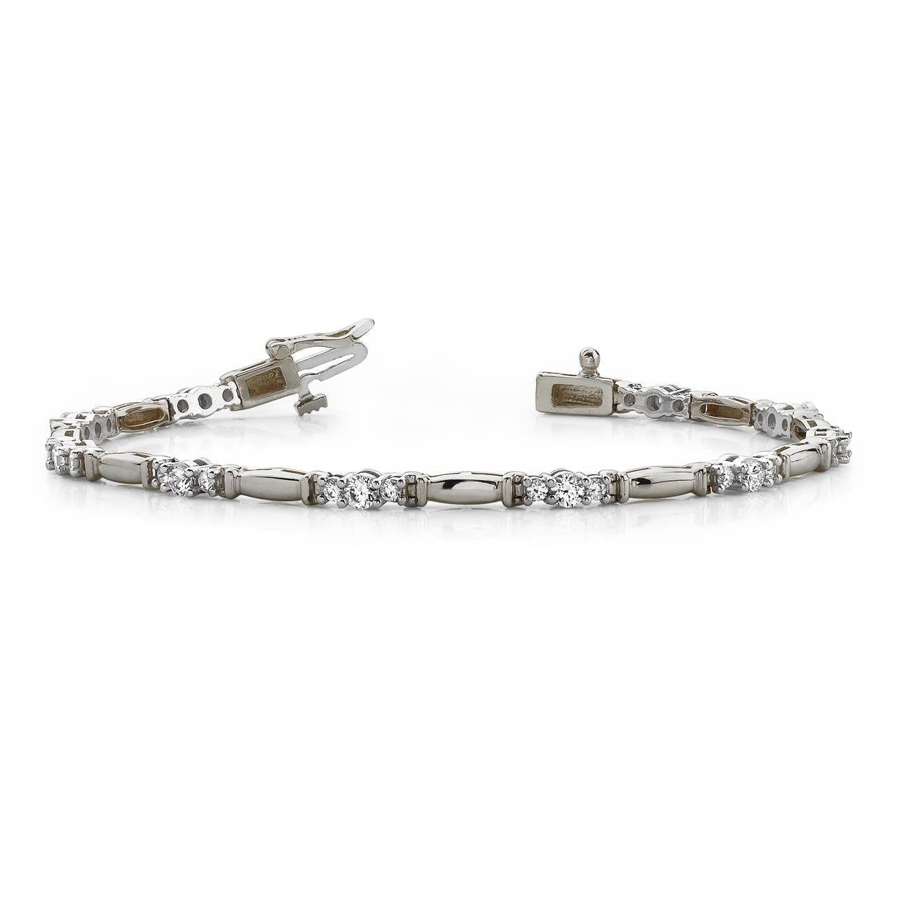 Bracciali Da Tennis Da Vero Donna Con Diamanti A Taglio Rotondo In Oro Bianco 4 Ct