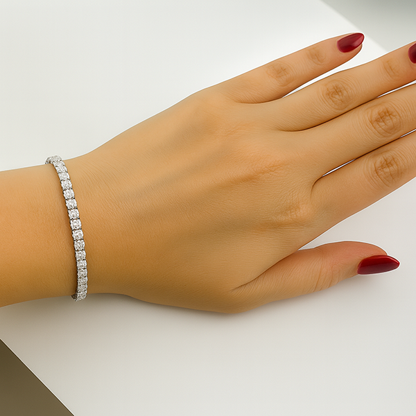 Bracciale Tennis in Oro Bianco 14K Con Vero Diamanti Brillanti Taglio Tondo 6 Carati