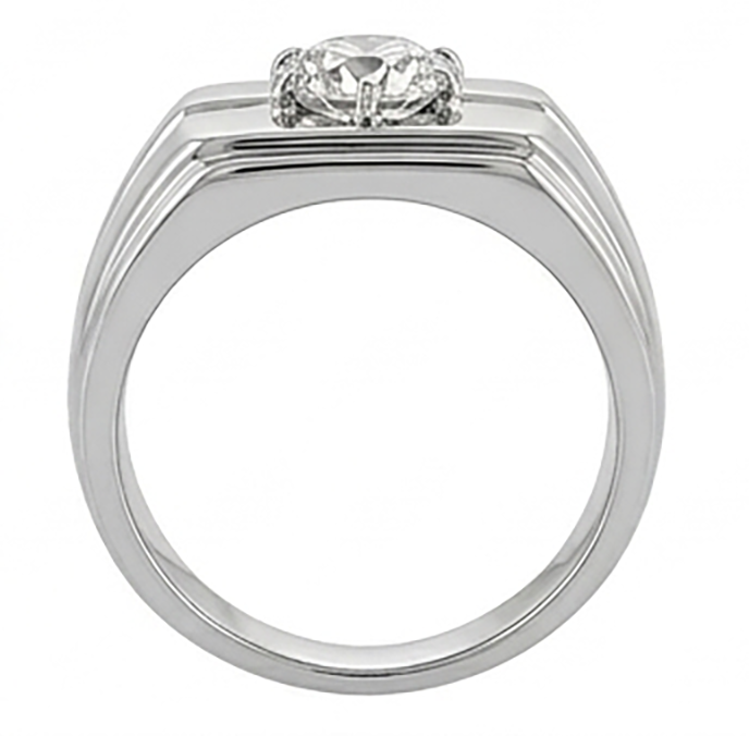 Brillante Cuscino Antico Anello Uomo 2 carati in 10K White Gold