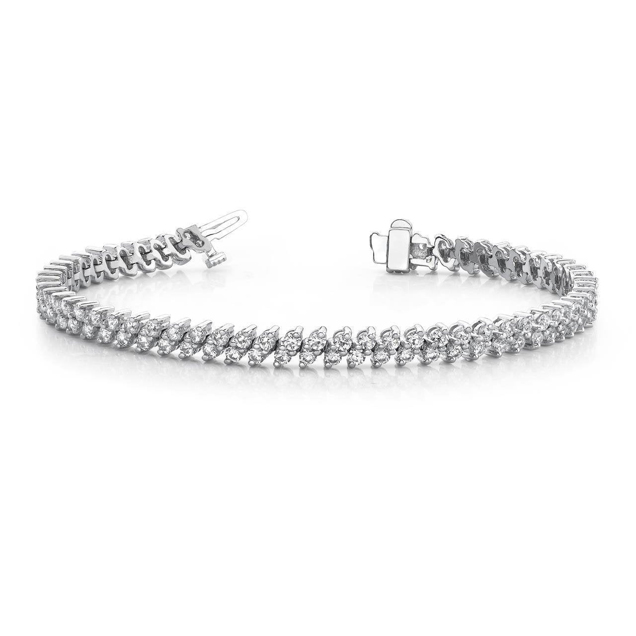 Brillante Vero Diamanti ITALIC 6,72 CT Braccialetto Rotondo Braccialetto Bianco Bianco 14K