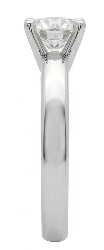 Castone Cattedrale 3 Ct. Anello Solitario Con Vero Diamante In Oro Bianco Massiccio