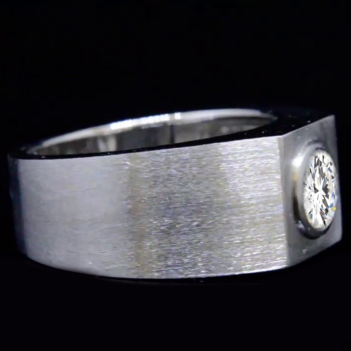 Castoni Set Coltivato in Laboratorio Diamanti Anello da Uomo Con Spessa Banda