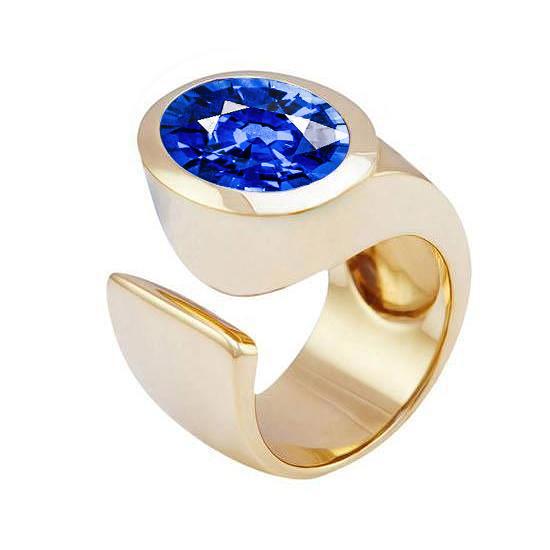 Ceylon Sapphire Solitaire Anello da uomo Anniversario di matrimonio da 3 carati in oro bianco 14K