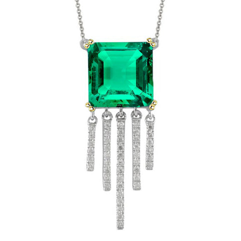 Smeraldo Colombiano Collana Pendente 3,50-carati Oro Due Toni 14K – vista principale