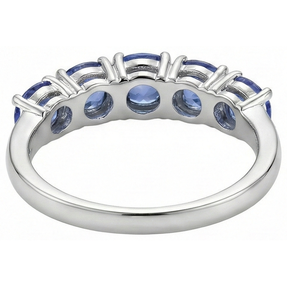 Cinque pietre rotonde tanzanite gemma 2.50 carati anello gioielli band