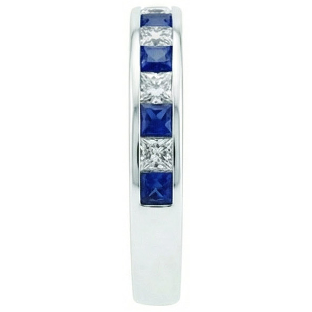 Cinturino Eternity Princess da 1 carato con zaffiri, diamanti e oro bianco 14K