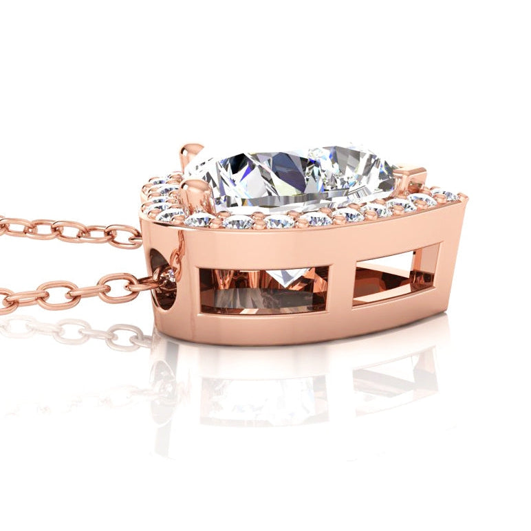 Ciondolo Con Naturale Diamante A Forma Di Cuore Da 4 Carati In Oro Rosa 14K