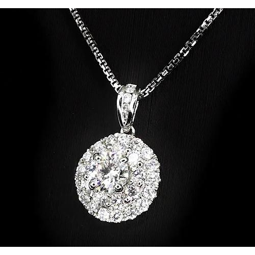 Ciondolo Con Naturale Diamanti Rotondi Halo Set 1.75 Carati Gioielli Da Donna Novità