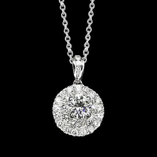 Ciondolo Con Naturale Diamanti Rotondi Halo Set 1.75 Carati Gioielli Da Donna Novità