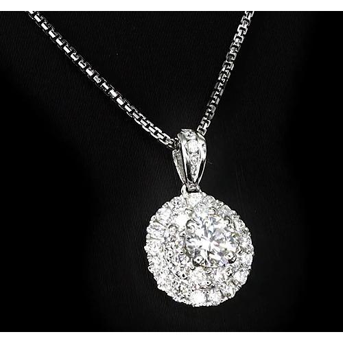 Ciondolo Con Naturale Diamanti Rotondi Halo Set 1.75 Carati Gioielli Da Donna Novità